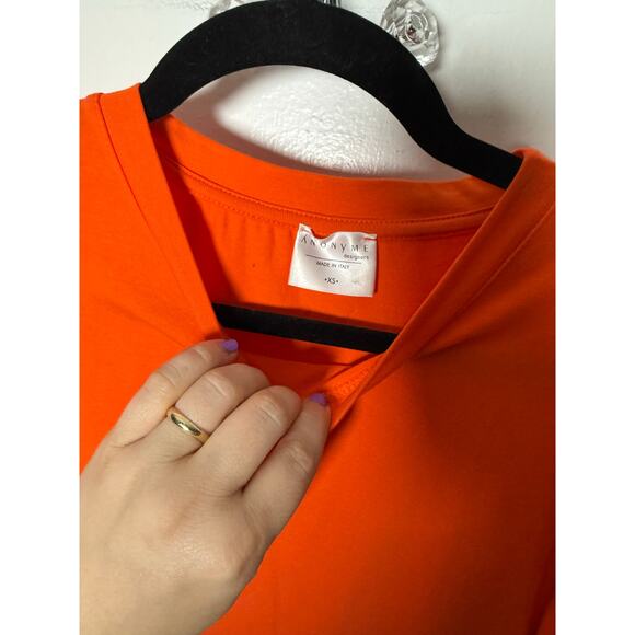 Anonyme Red Orange Crewneck Stretch Short Puff Sleeve Statement Shirt Women's XS - Picture 4 of 7